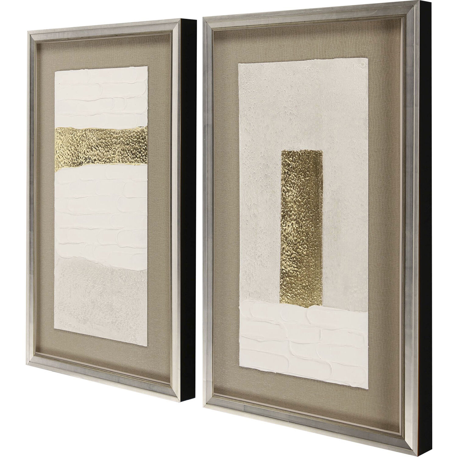 Blanco Pluma White and Metallic Framed Art, The Studio