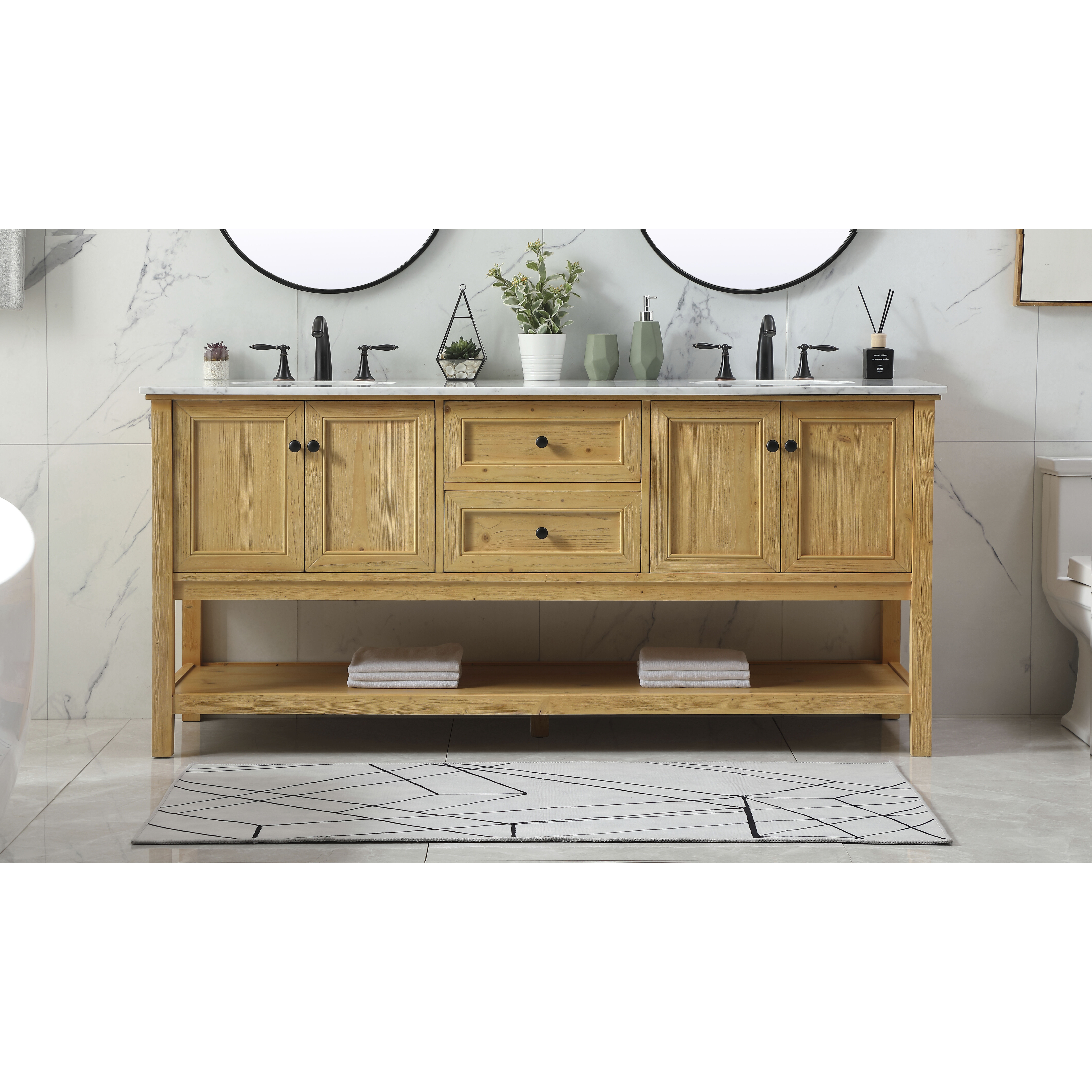 Metropolis 72 X 22 X 34 inch Natural Wood Vanity Sink Set