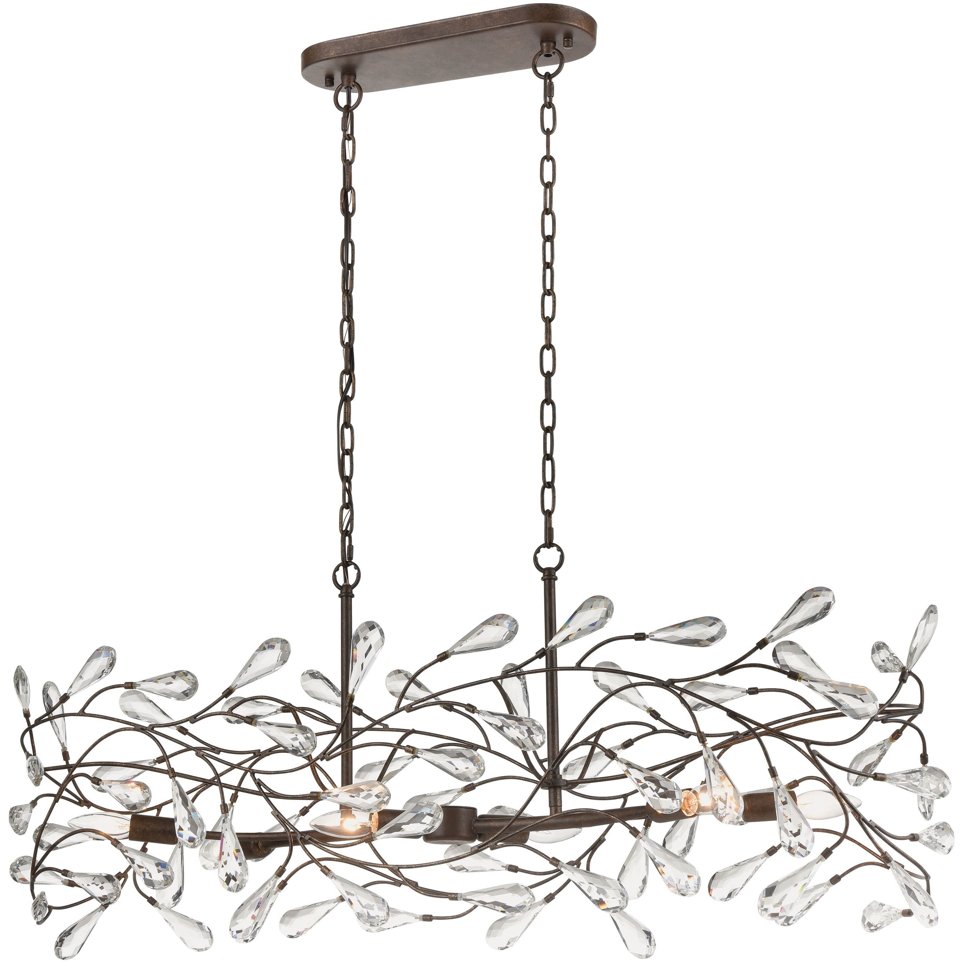 Crislett 6 Light 43 inch Sunglow Bronze Linear Chandelier Ceiling Light