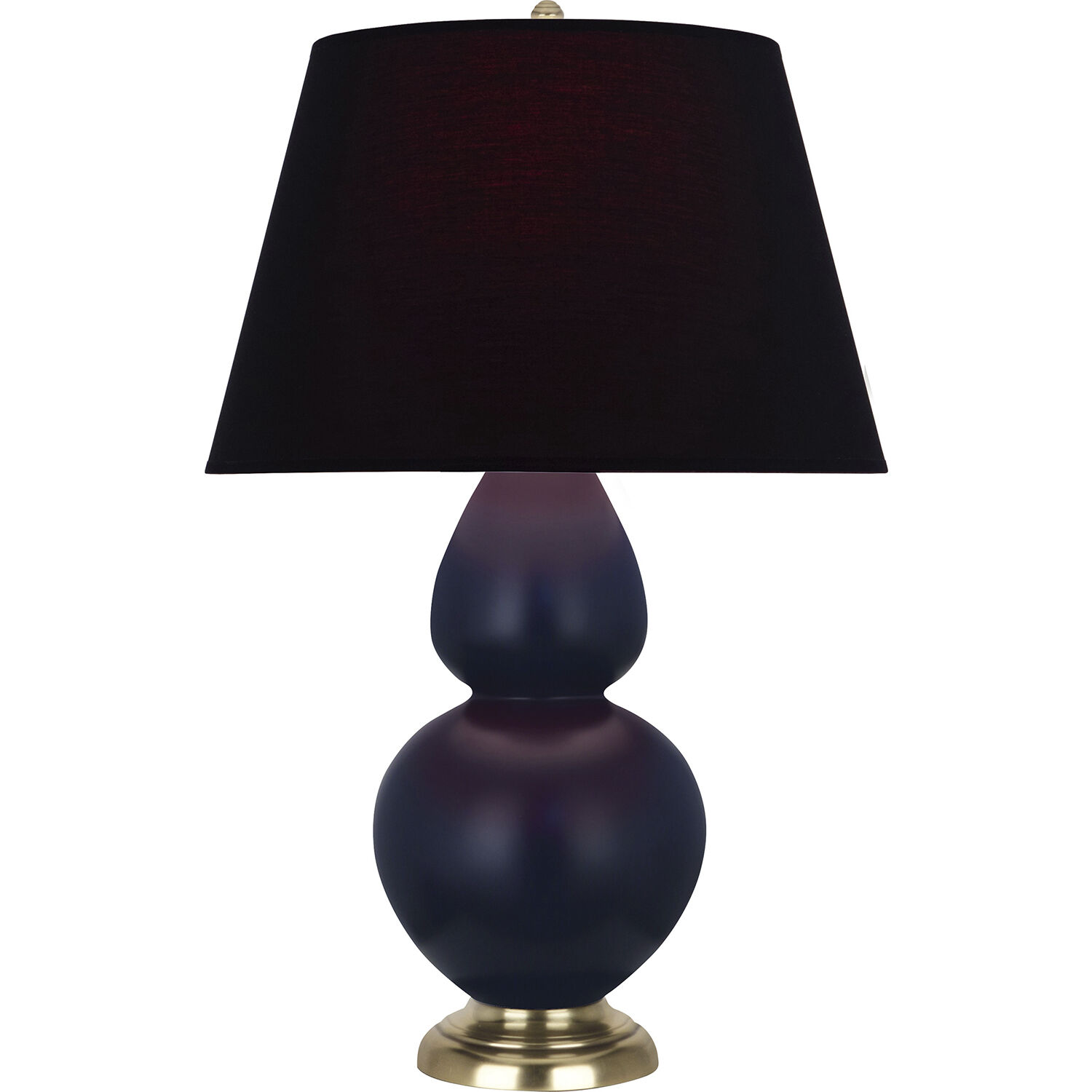 Double Gourd 31 inch 150.00 watt Matte Midnight Blue Glazed Ceramic with Antique Brass Table Lamp Portable Light in Ink Black with Rose Red
