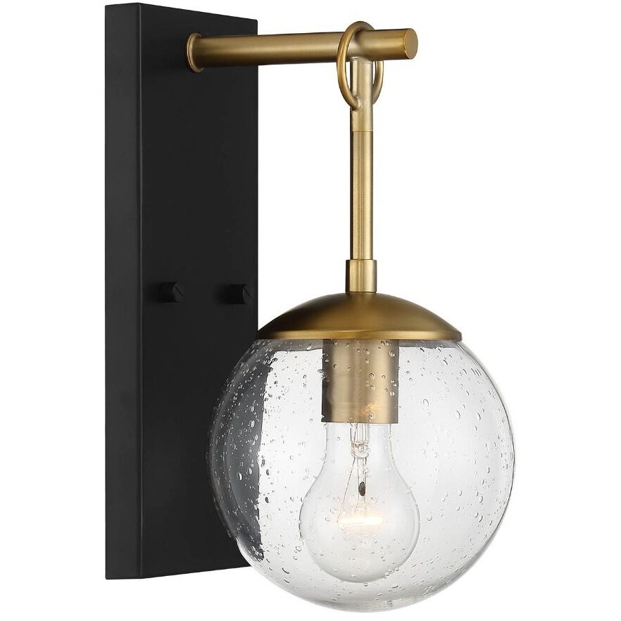 Farmhouse Outdoor Wall Lantern in Oil Rubbed Bronze with Natural Brass