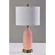 Freya 24 inch 100 watt Pink Texture Glass and Antique Brass Table Lamps Portable Light, Set of 2, Simplee Adesso