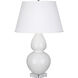 Double Gourd 30 inch 150.00 watt Lily Glazed Ceramic with Lucite Base Table Lamp Portable Light in Pearl Dupioni