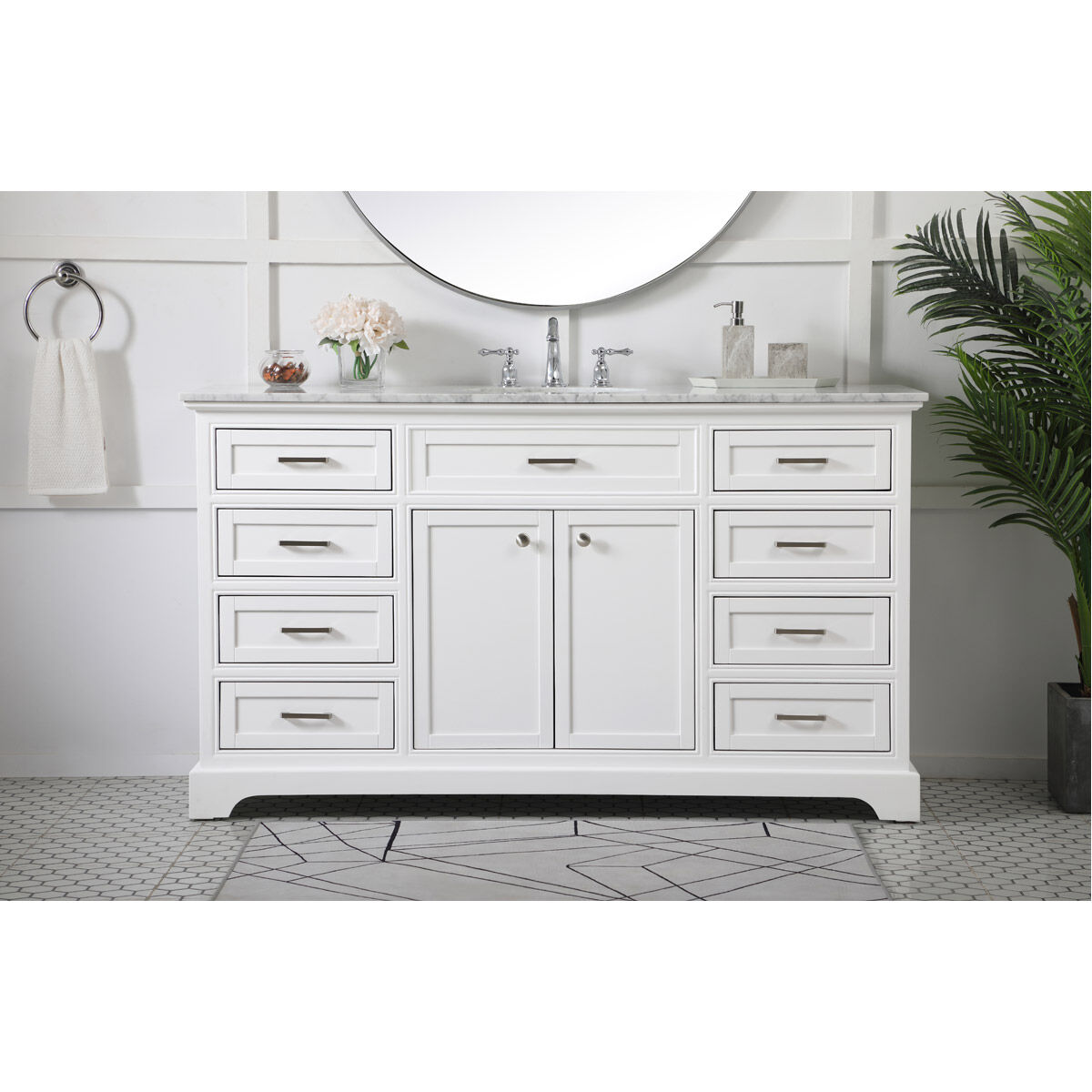 Americana 60 X 22 X 35 inch White Vanity Sink Set