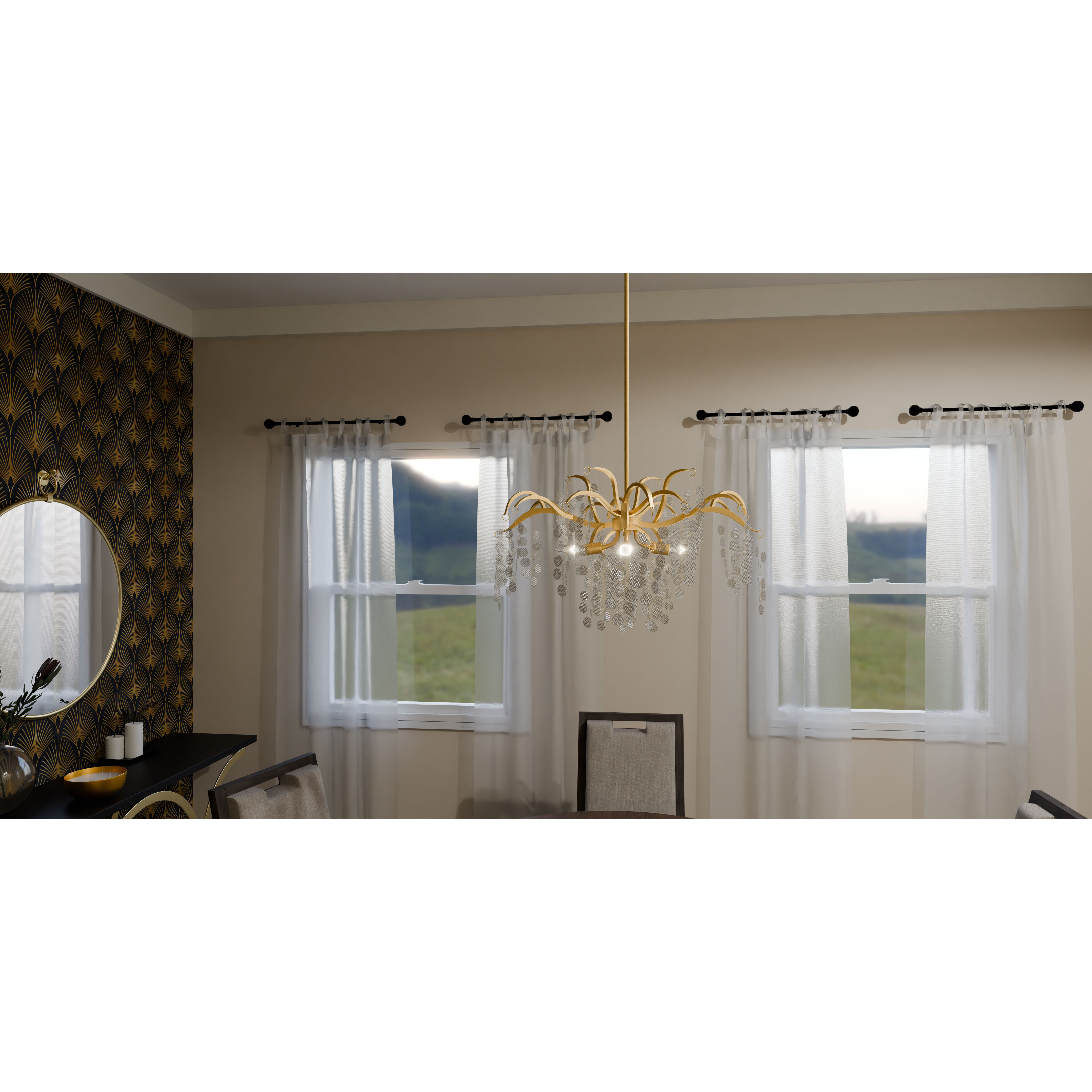 Maple 6 Light 29 inch Gold Leaf Chandelier Ceiling Light