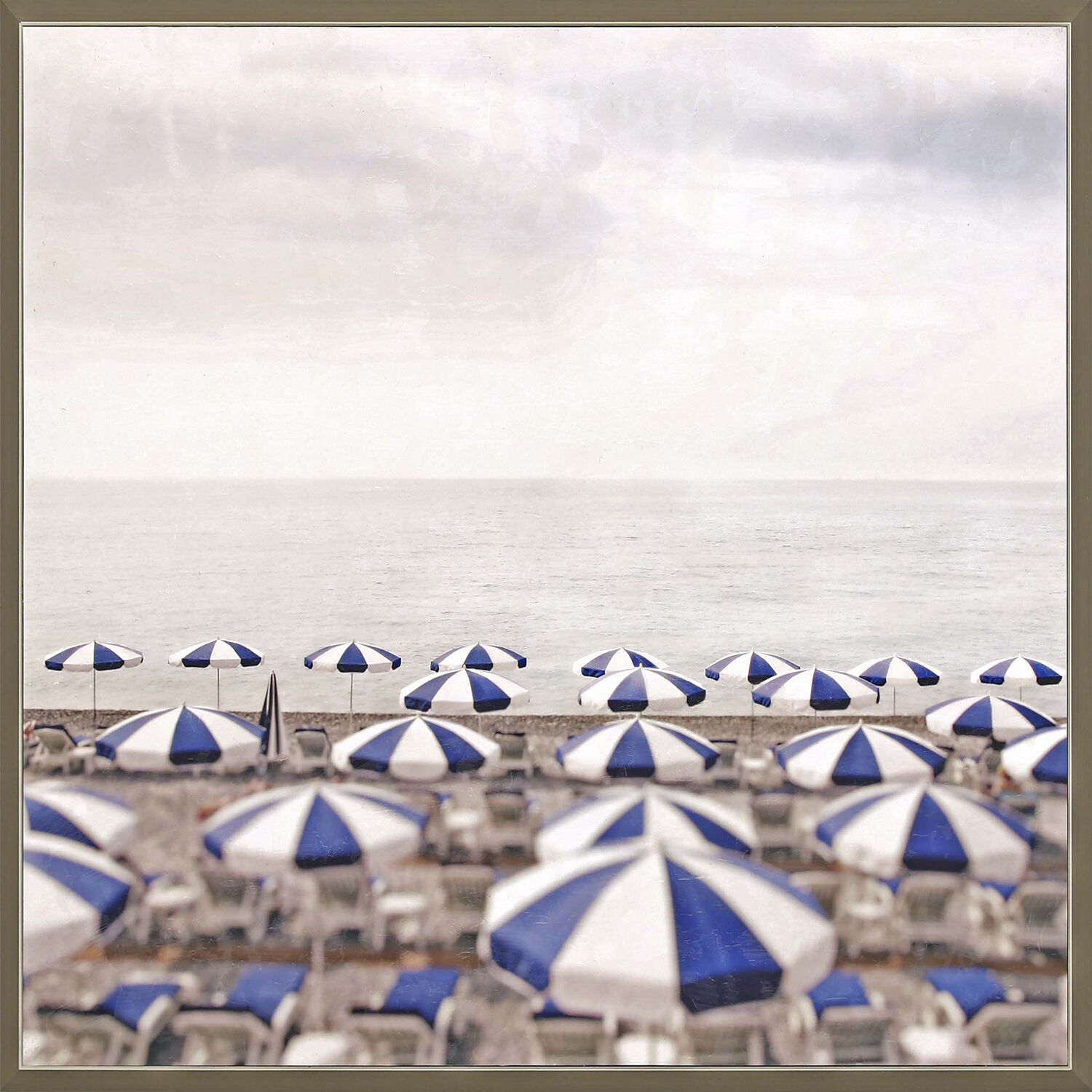 Waterside White and Gray and Blue and Brown Framed Art