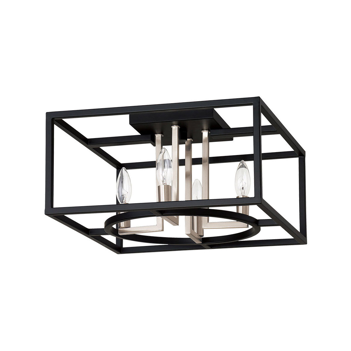 Mundazo 4 Light 15.94 inch Black and Brushed nickel Flush Mount Ceiling Light