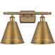 Ballston Cone 2 Light 18 inch Brushed Brass Bath Vanity Light Wall Light