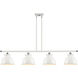 Ballston Adirondack 4 Light 48 inch White and Polished Chrome Island Light Ceiling Light in Incandescent, Glossy White, Ballston