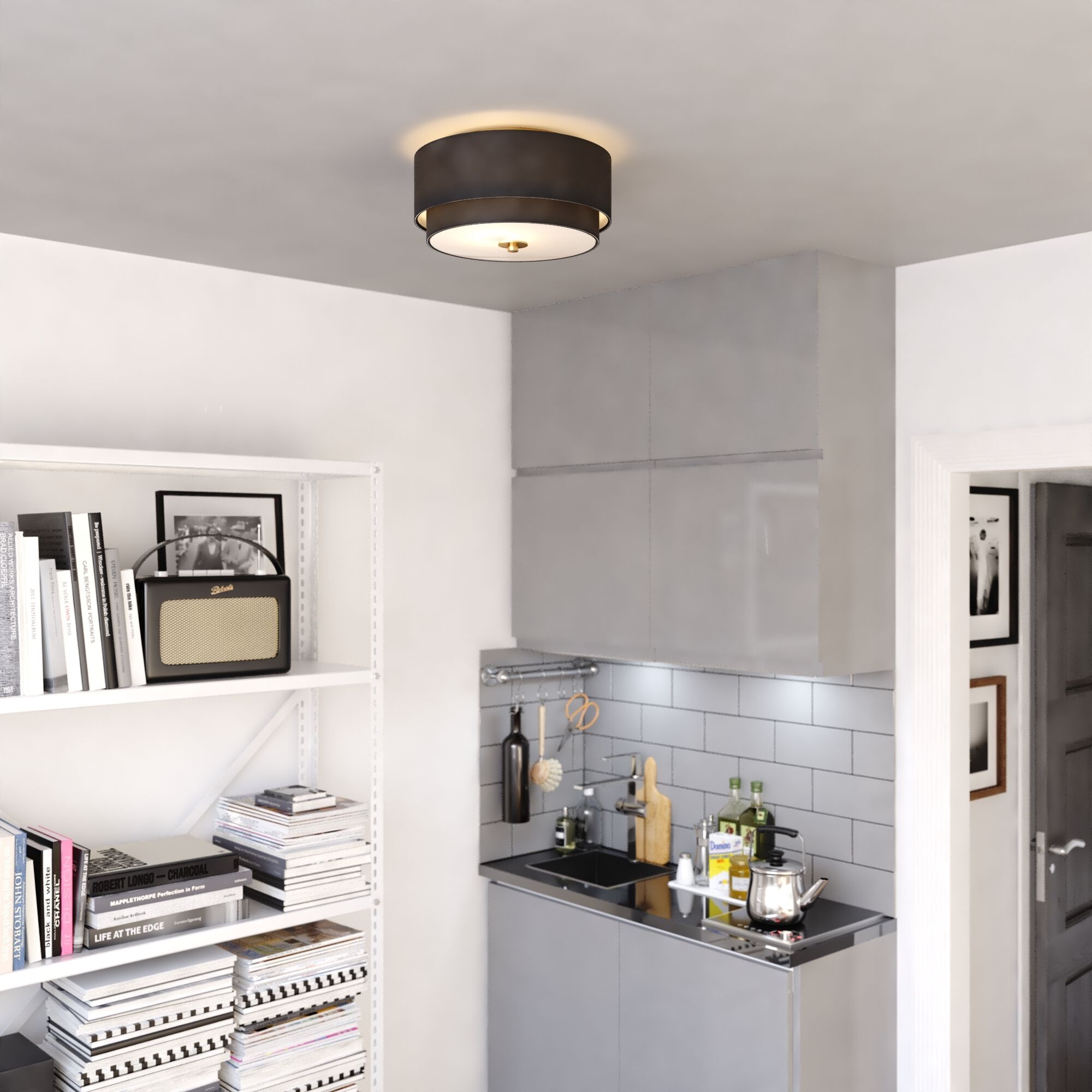 Burnaby LED 13 inch Matte Brass Semi-Flush Mount Ceiling Light