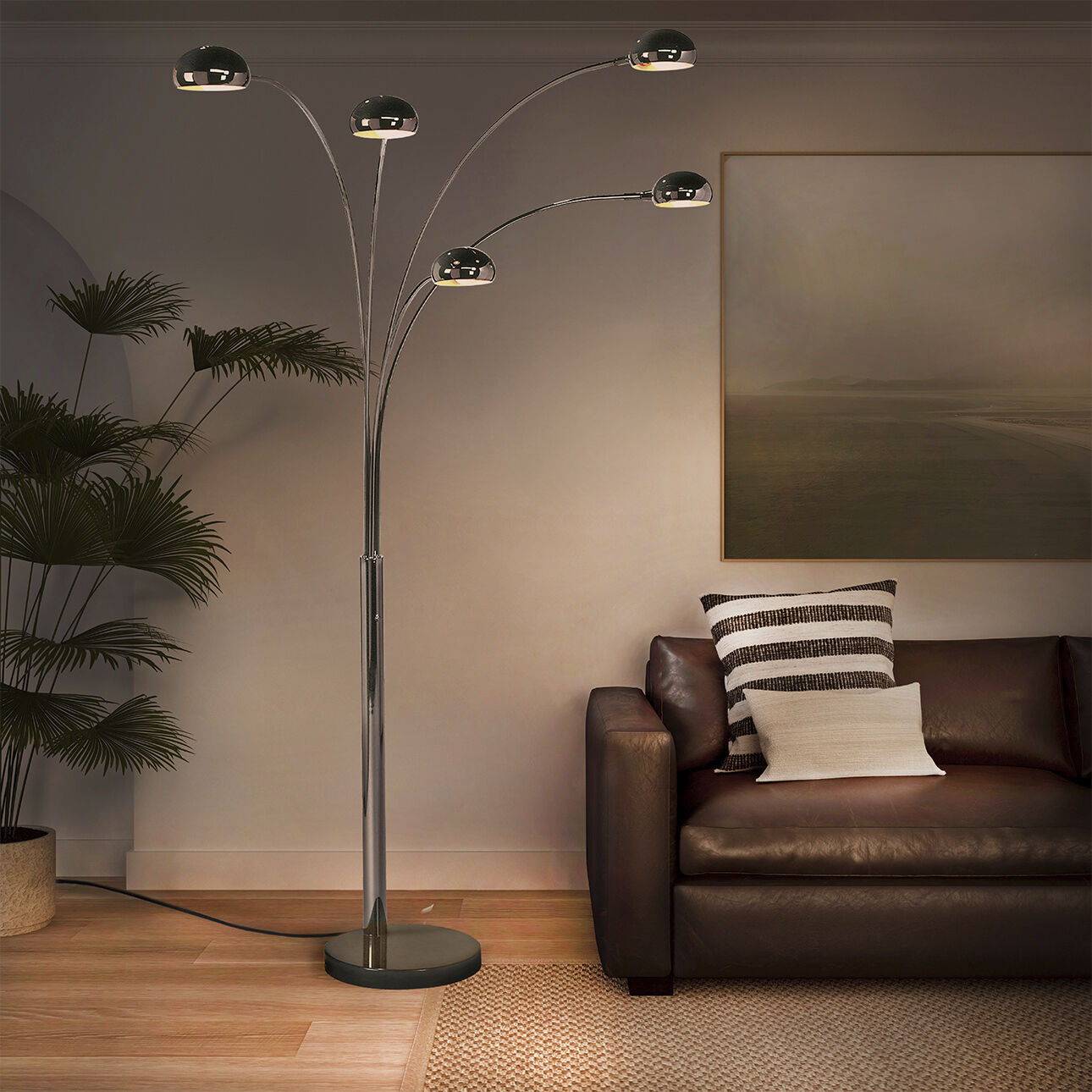 Mushroom 85 inch 40.00 watt Black Nickel Arc Floor Lamp Portable Light