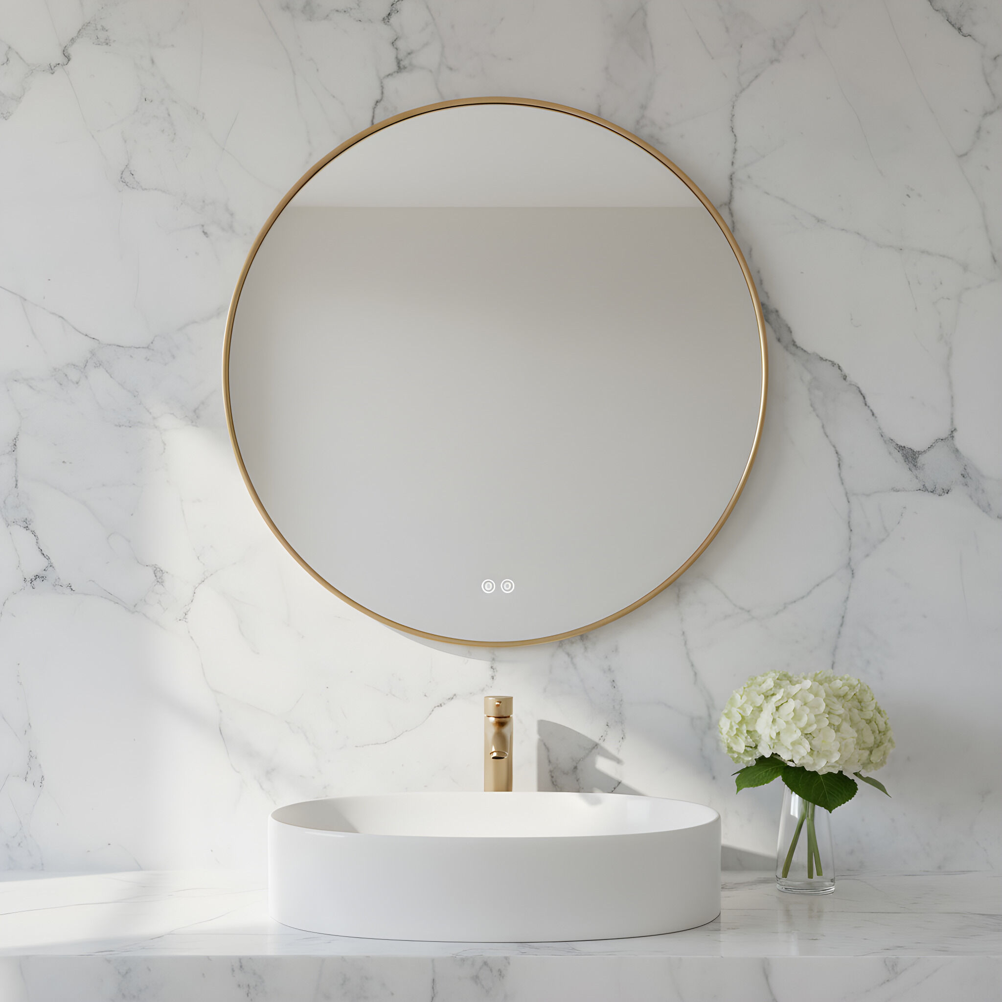 Cadre 30 X 30 inch Satin Brass Backlit Wall Mirror