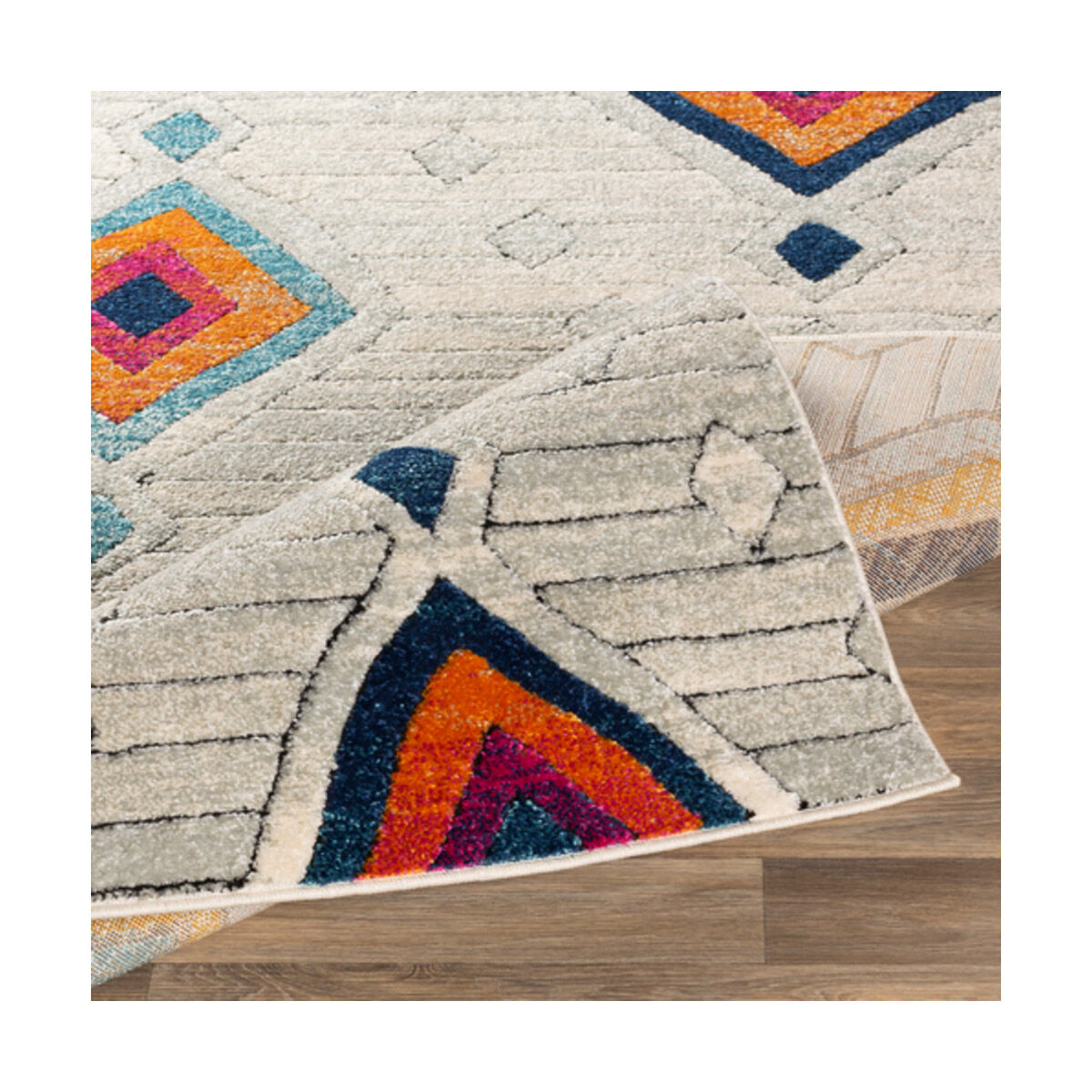 Dersim 87 X 63 inch Burnt Orange/Aqua/Saffron/White/Light Gray/Denim Rugs