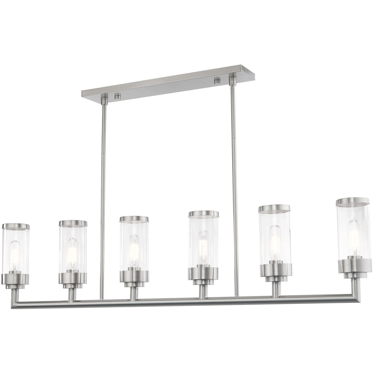 Hillcrest 6 Light 48 inch Brushed Nickel Linear Chandelier Ceiling Light