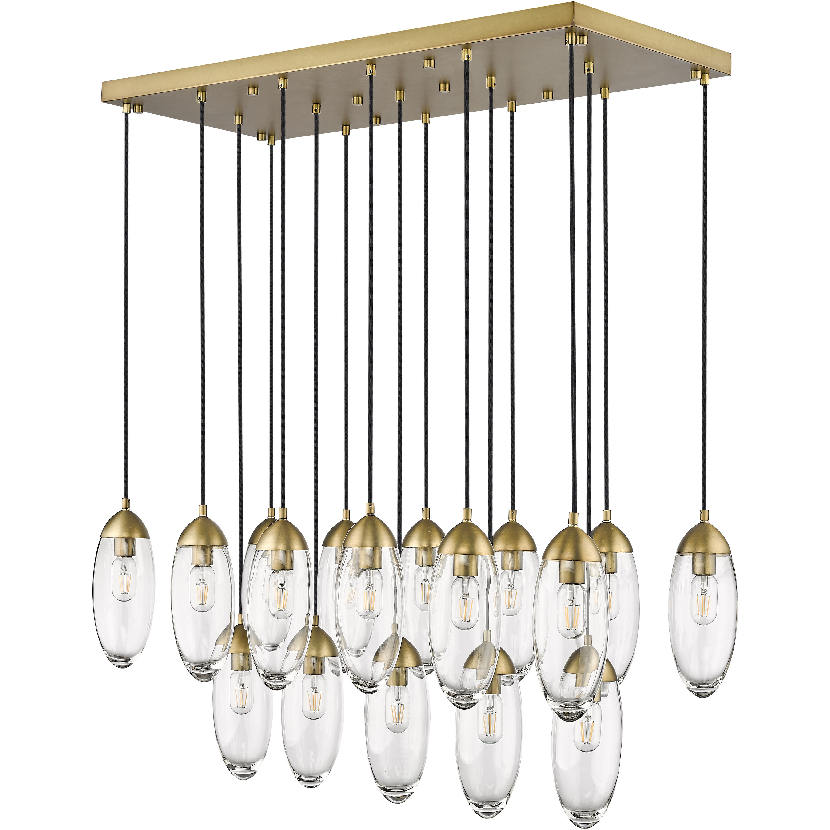 Arden 17 Light 42 inch Rubbed Brass Linear Chandelier Ceiling Light