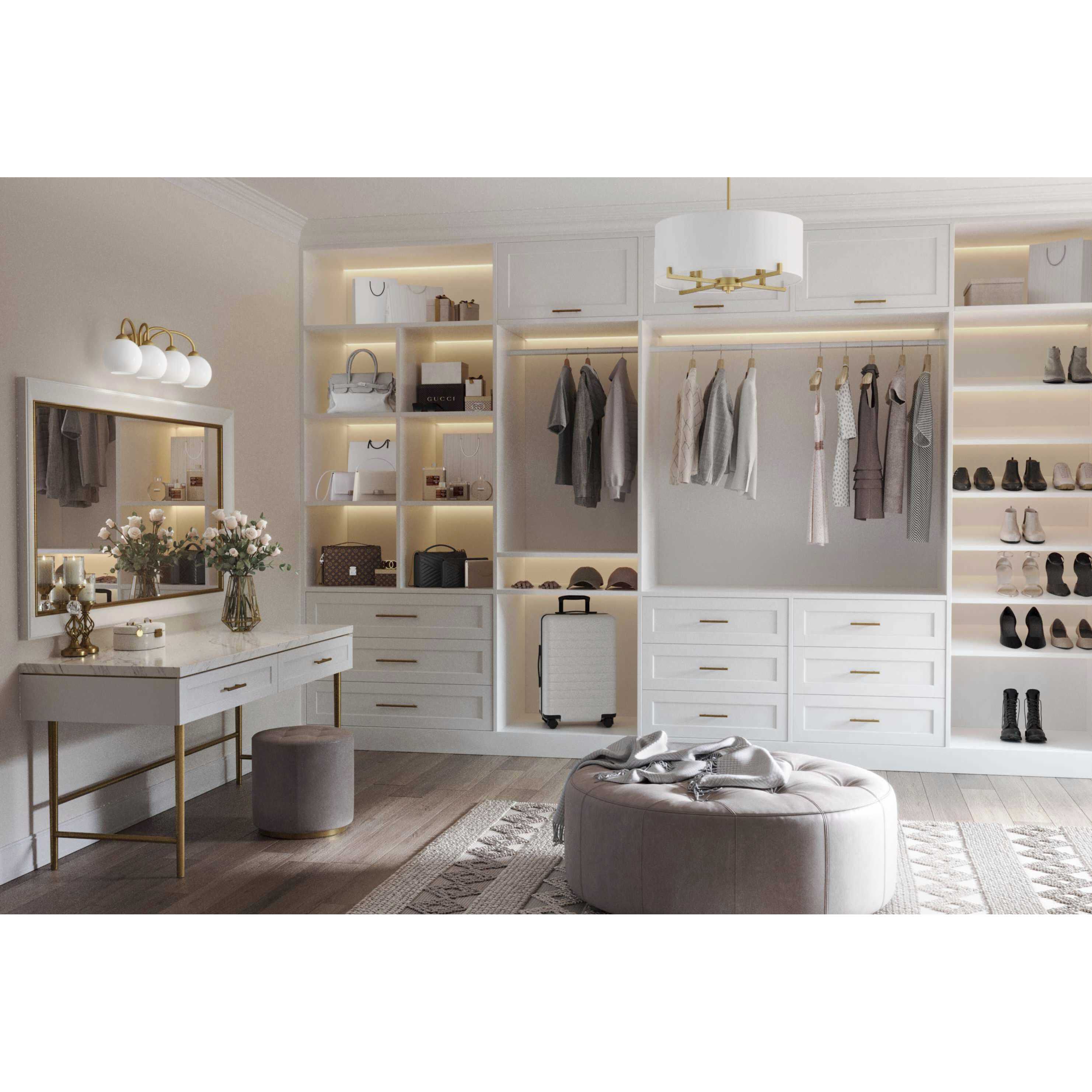 Carisa 4 Light 33 inch Vintage Gold Bath Vanity Wall Light