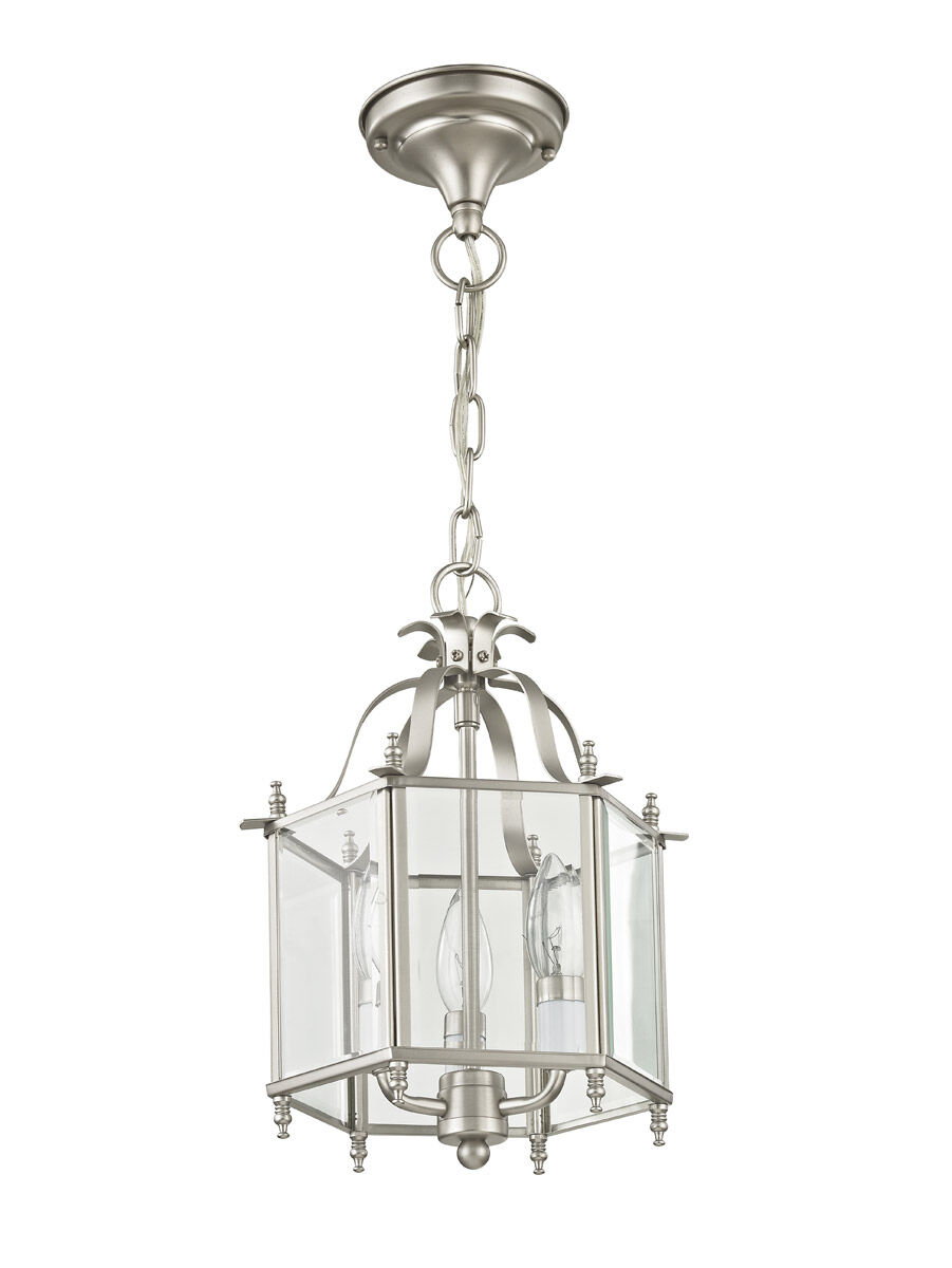 Livingston 3 Light 10 inch Brushed Nickel Convertible Mini Pendant/Ceiling Mount Ceiling Light