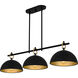 Cleo 3 Light 44.25 inch Matte Black Linear Chandelier Ceiling Light, Large
