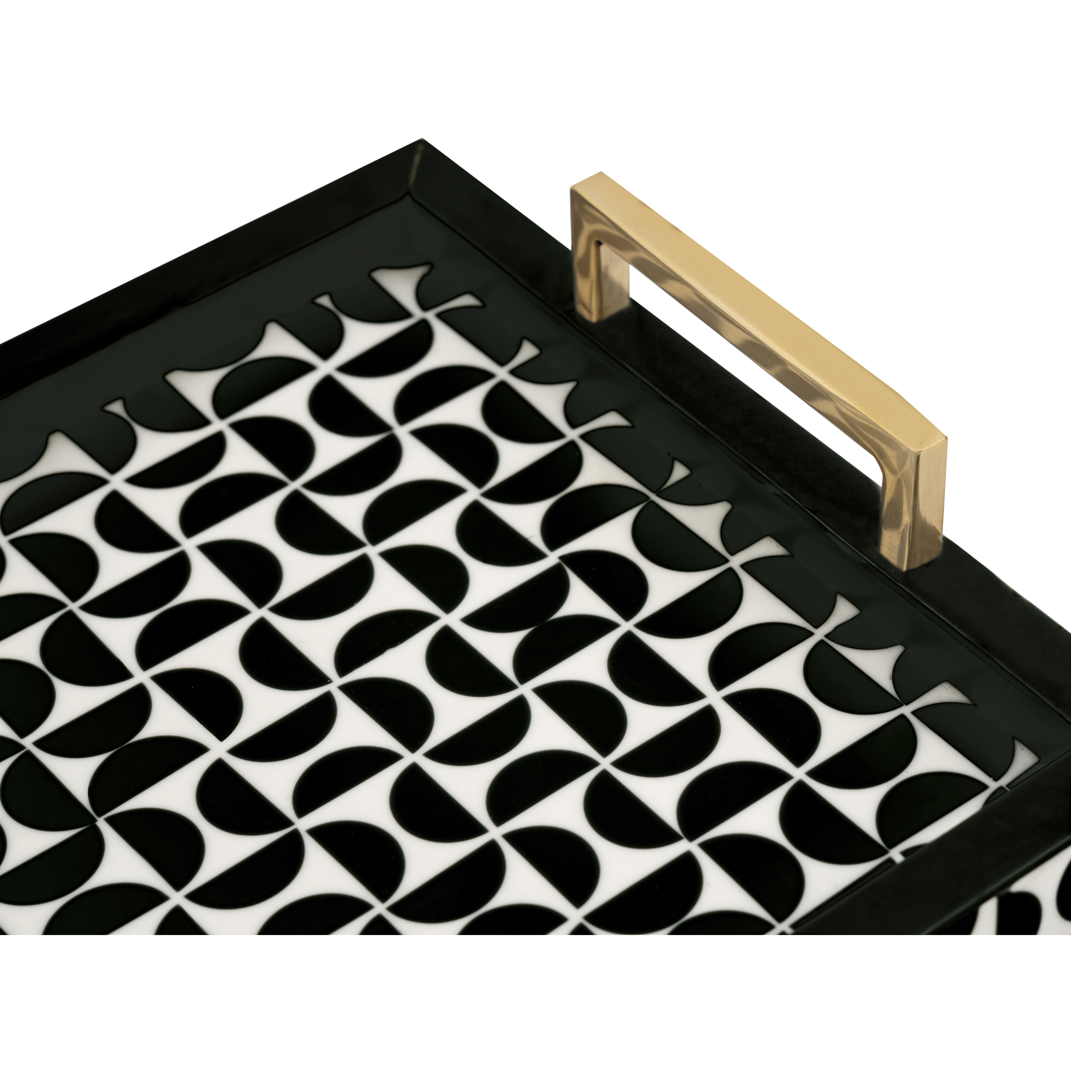 Futrelle Dark Green with White and Brass Tray, Set of 2