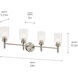 Madden 4 Light 34 inch Brushed Nickel Wall Mount Bath Wall Light, 4 Arm