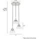 Cypress Grove 3 Light 17 inch Brushed Nickel Cluster Pendant Ceiling Light