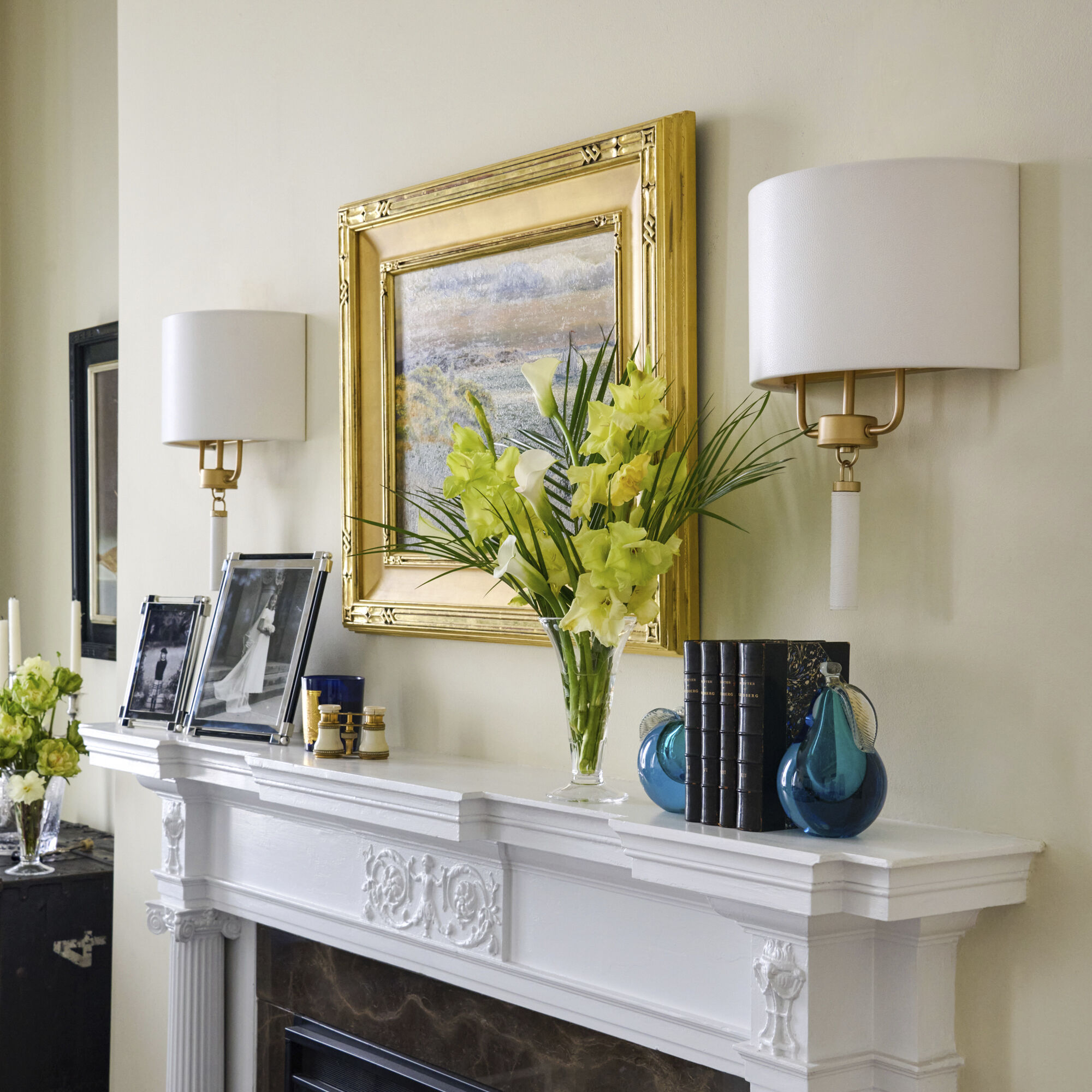 Secret Agent 2 Light 12 inch Gold and White Leather Wall Sconce Wall Light in Painted Gold and White Leather