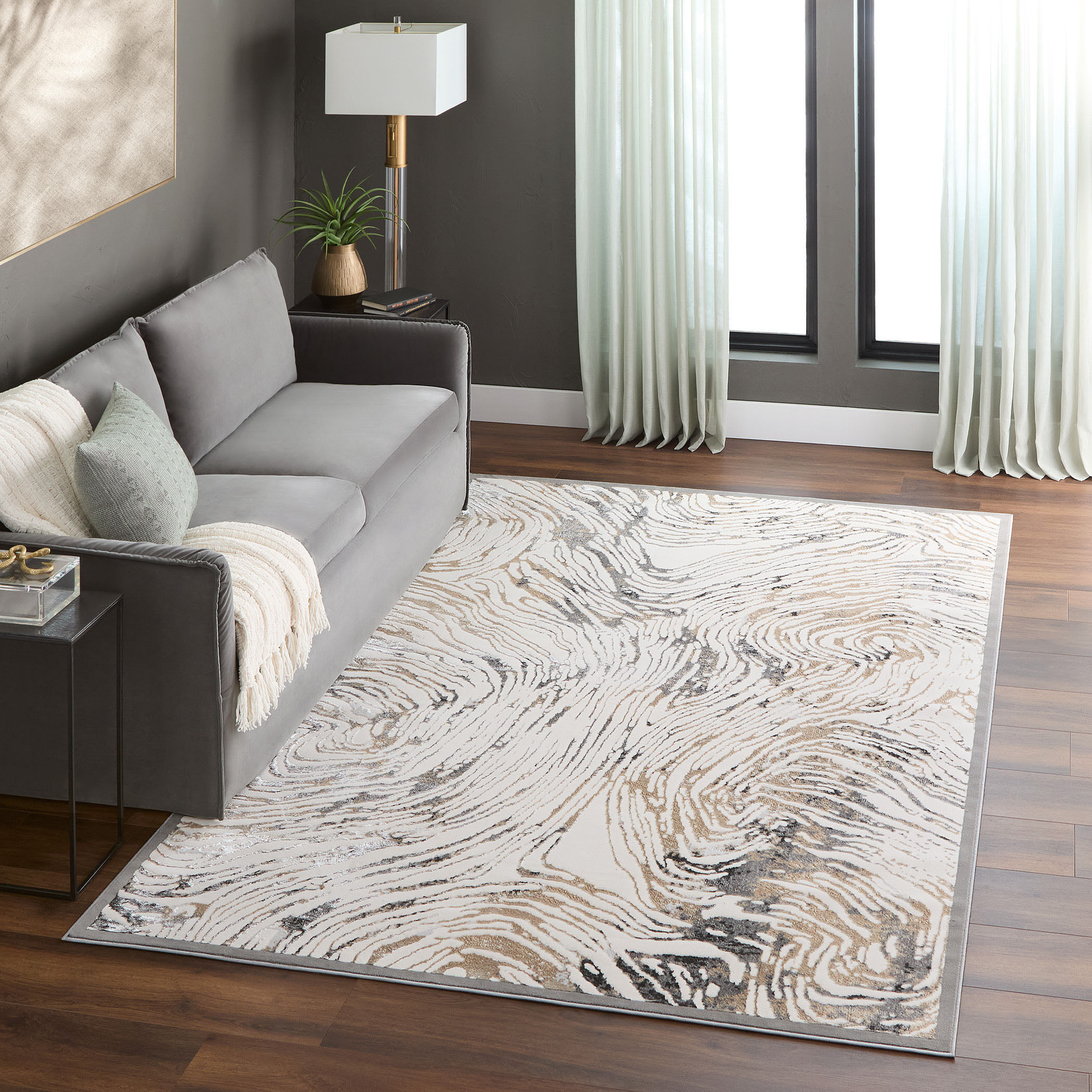 Fatima 114 X 79 inch Mineral Tones Rug in 6 x 9