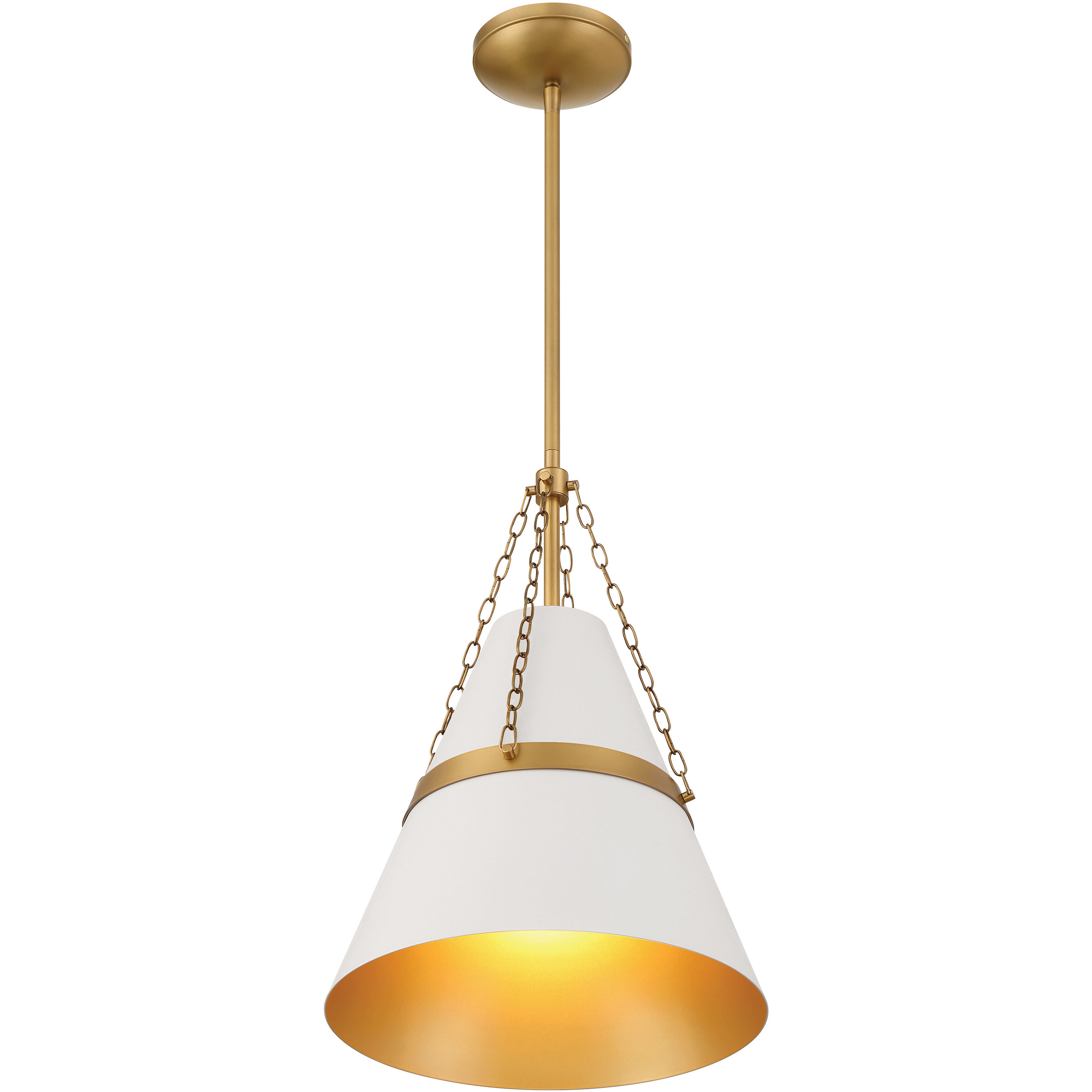 Springfield 1 Light 12 inch Legacy Brass and Off White Cream Pendant Ceiling Light