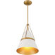 Springfield 1 Light 12 inch Legacy Brass and Off White Cream Pendant Ceiling Light
