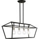 Devone 4 Light 38 inch Black with Brushed Nickel Accents Linear Chandelier Ceiling Light