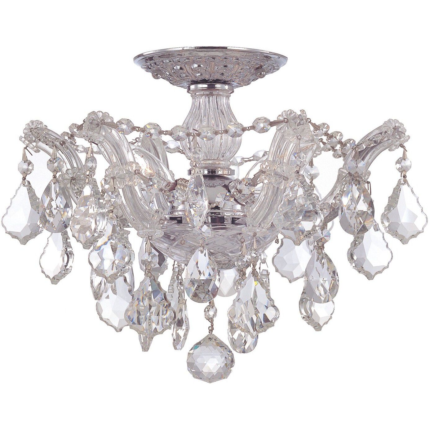 Maria Theresa 3 Light 13.5 inch Polished Chrome Semi Flush Ceiling Light in Clear Spectra