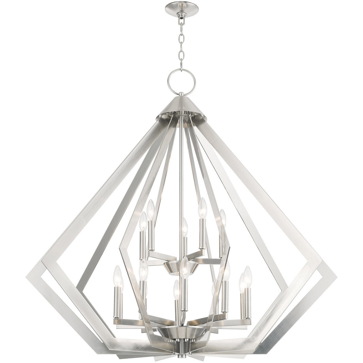 Prism 15 Light 42 inch Brushed Nickel Foyer Chandelier Ceiling Light