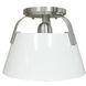 Jepson 1 Light 9.5 inch Matte White with Brushed Nickel Semi Flush Mount Ceiling Light