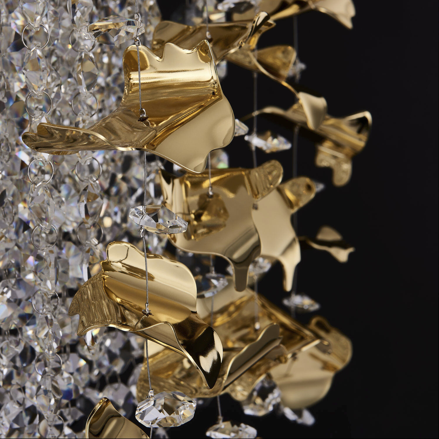 Floating 13 Light 15 inch 18K Gold Semi Flush Mount Ceiling Light