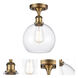 Ballston Athens LED 8 inch Brushed Brass Semi-Flush Mount Ceiling Light in Clear Glass, Ballston