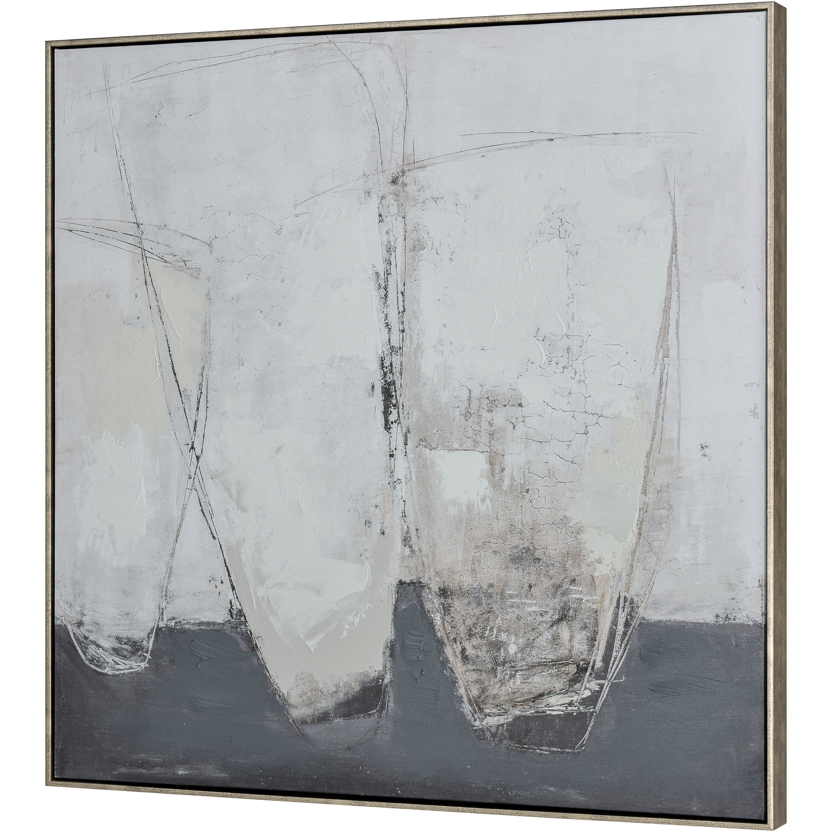 Burgess I Off White with Black and Antique Gold Framed Wall Art, Abstract