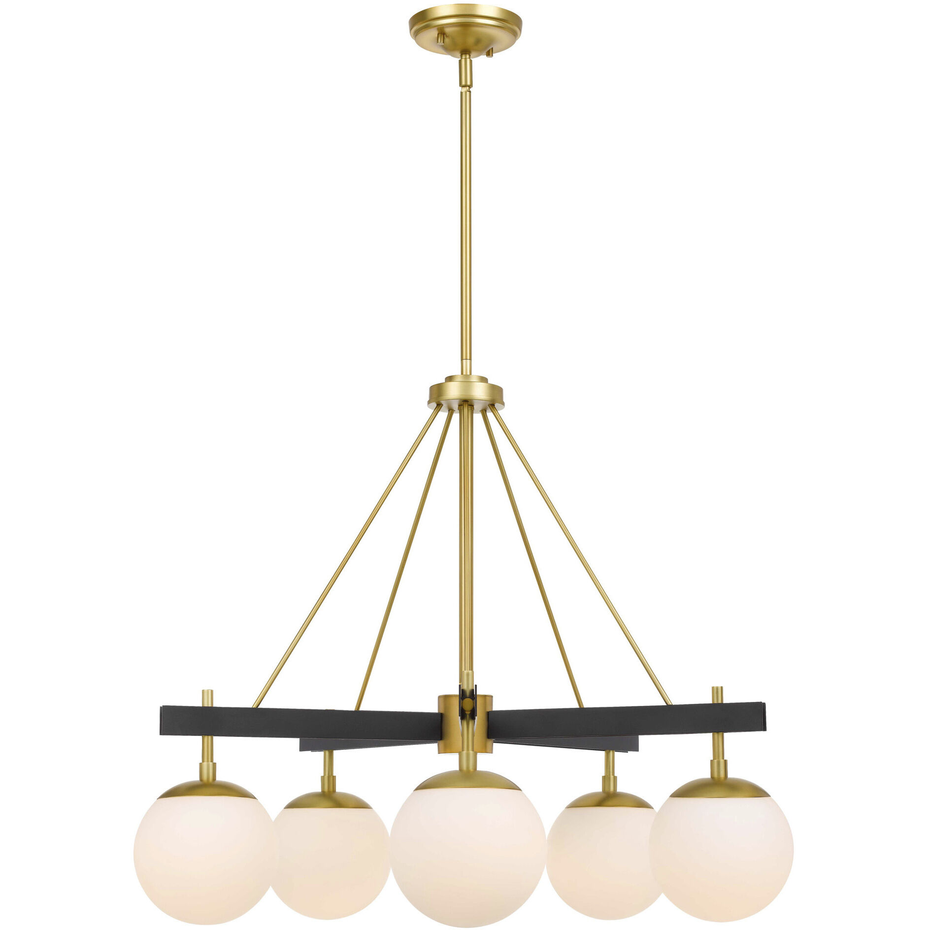 Allie 5 Light 28 inch Black/Satin Brass Chandelier Ceiling Light