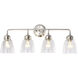 Helena 4 Light 30.5 inch Satin Nickel and Clear Bath Vanity Light Wall Light