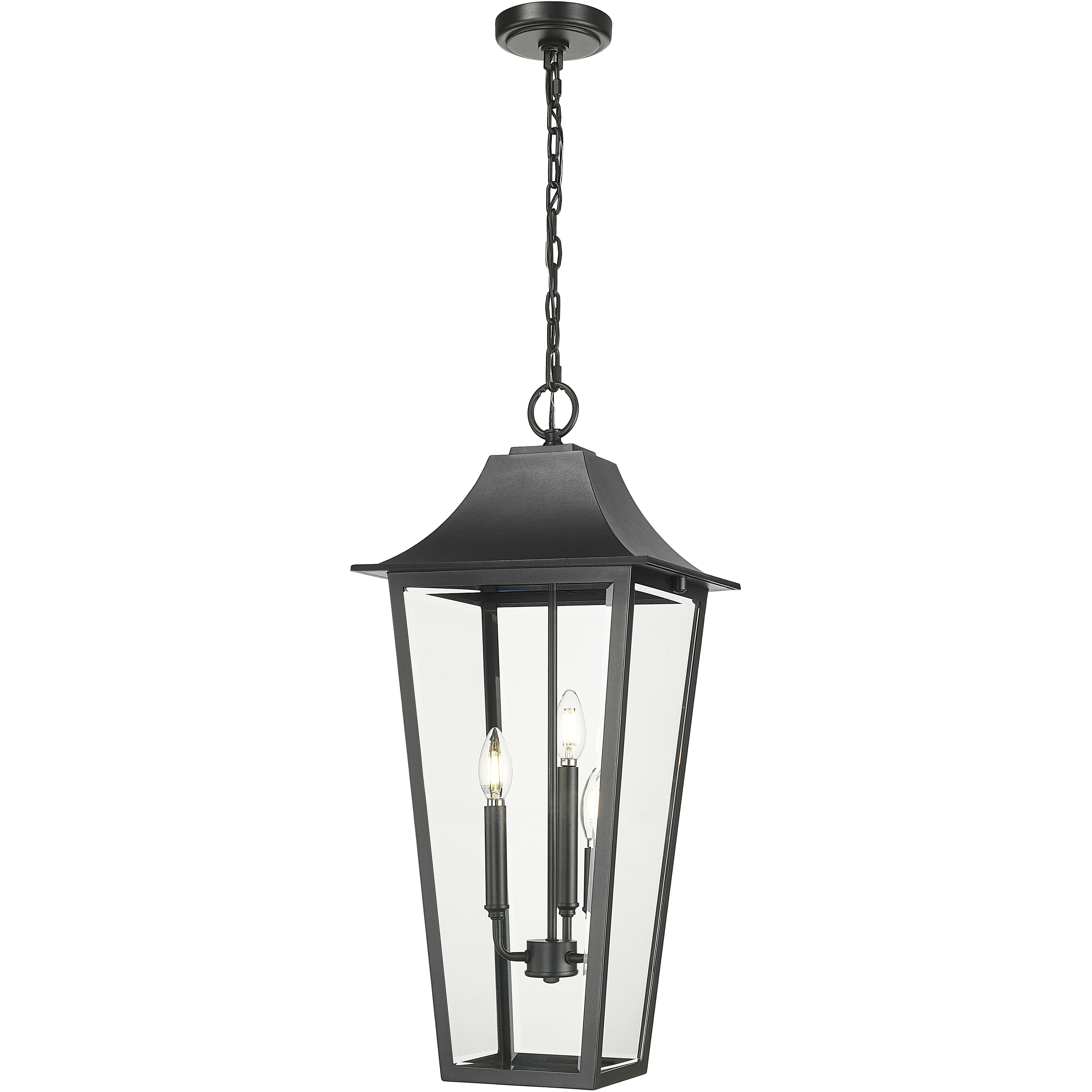 Gannon 3 Light 12 inch Black Outdoor Chain Mount Ceiling Fixture in G9