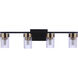 Bond Street 4 Light 27 inch Flat Black/Satin Brass Vanity Light Wall Light