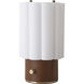 Scalloped 11.8 inch 9 watt Weathered Brass and Walnut Table Lamp Portable Light
