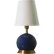 Geo 12 inch 60 watt Navy Blue with Weathered Brass accents Table Lamp Portable Light