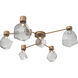 Gem LED 37.6 inch Novel Brass Hub & Spoke Ceiling Light in 3000K LED, Smoke