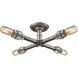 Cast Iron Pipe 4 Light 16 inch Weathered Zinc with Silver Semi Flush Mount Ceiling Light