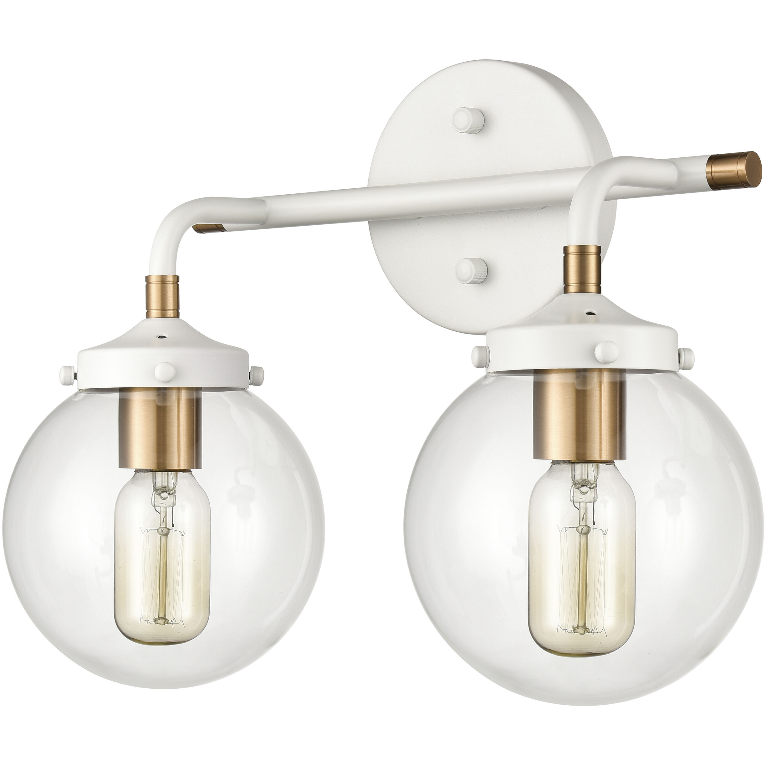 Boudreaux Vanity Light Wall Light in Matte White with Satin Brass