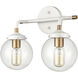 Boudreaux Vanity Light Wall Light in Matte White with Satin Brass
