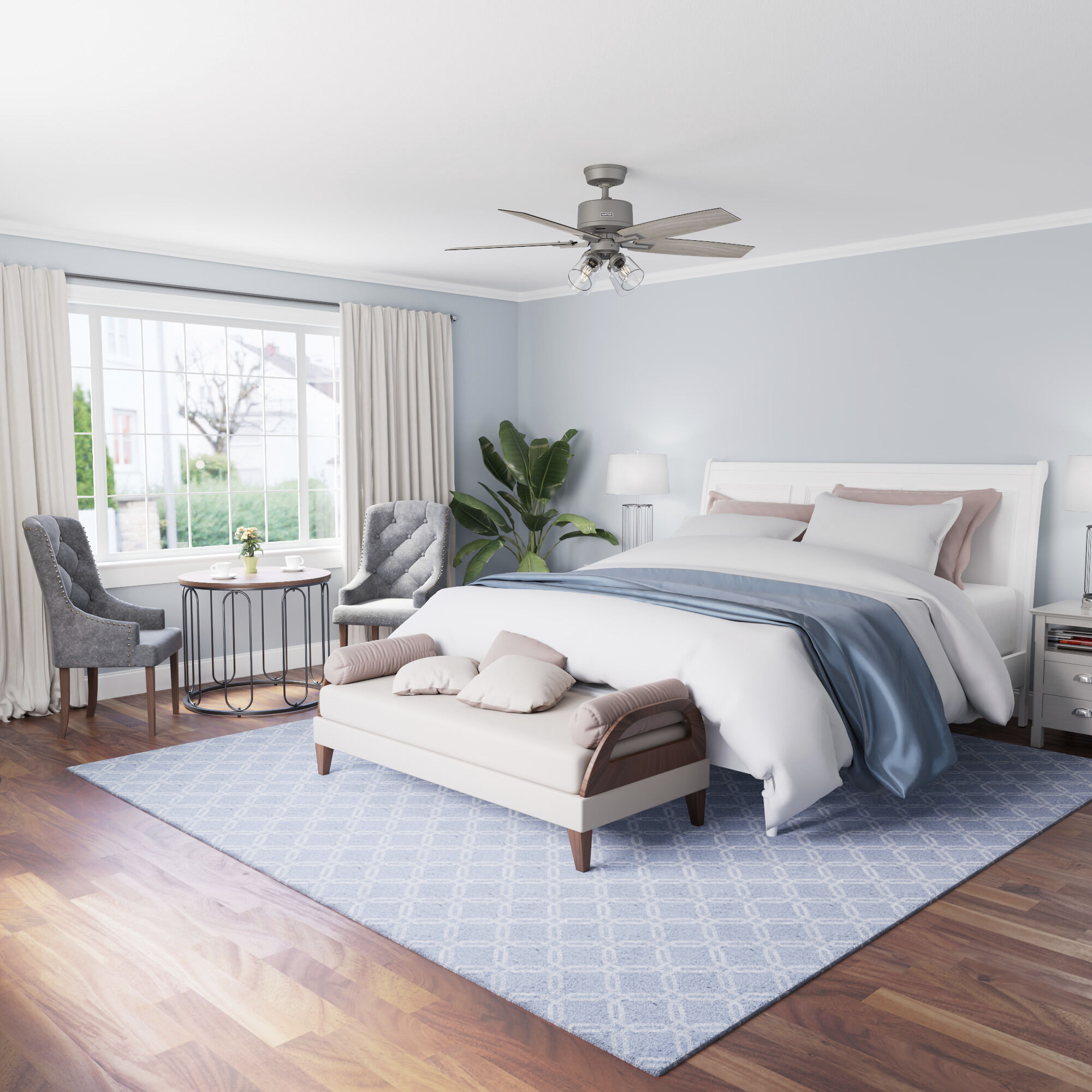 Gatlinburg 52 inch Matte Silver with Light Gray Oak Blades Ceiling Fan