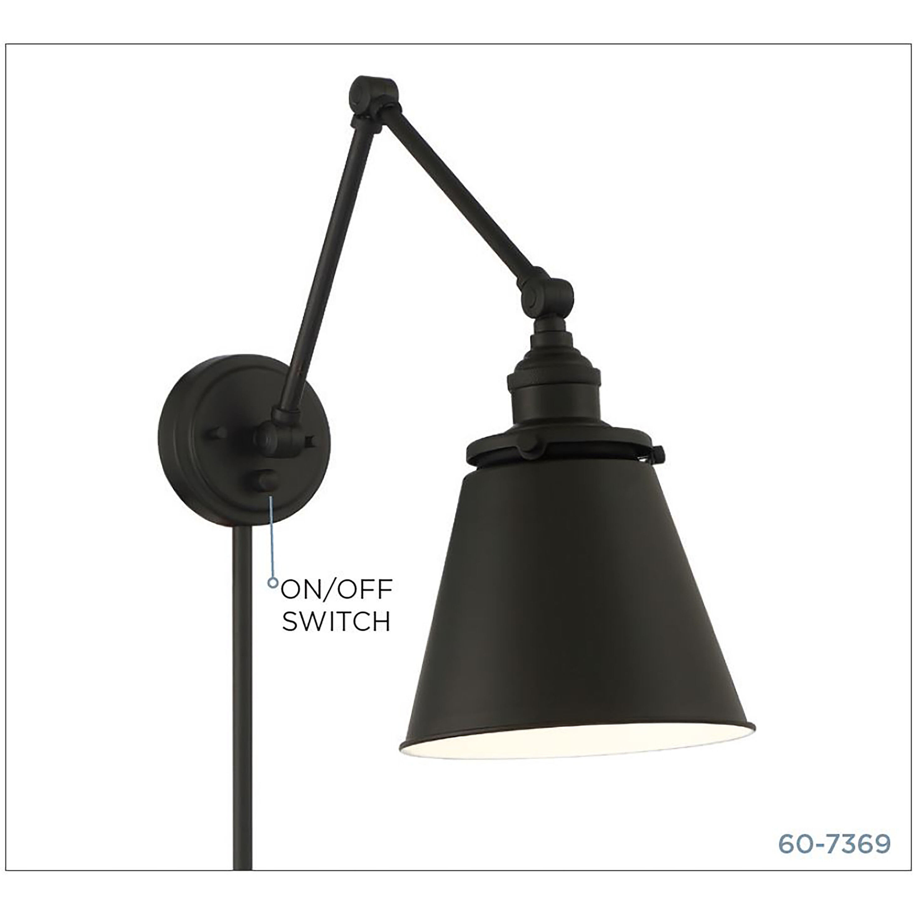 Bayard 25 inch 60.00 watt Matte Black Swing Arm Wall Wall Light