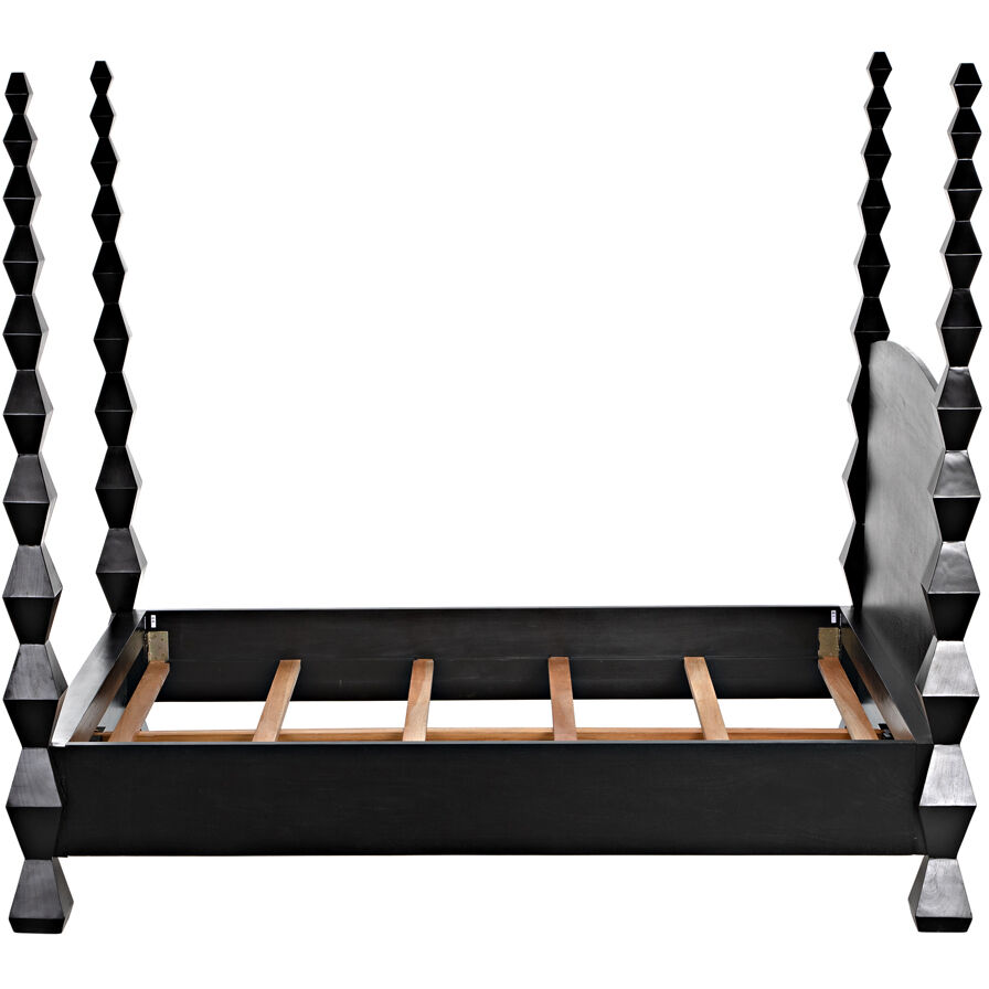 Brancusi Hand Rubbed Black Bed, Queen