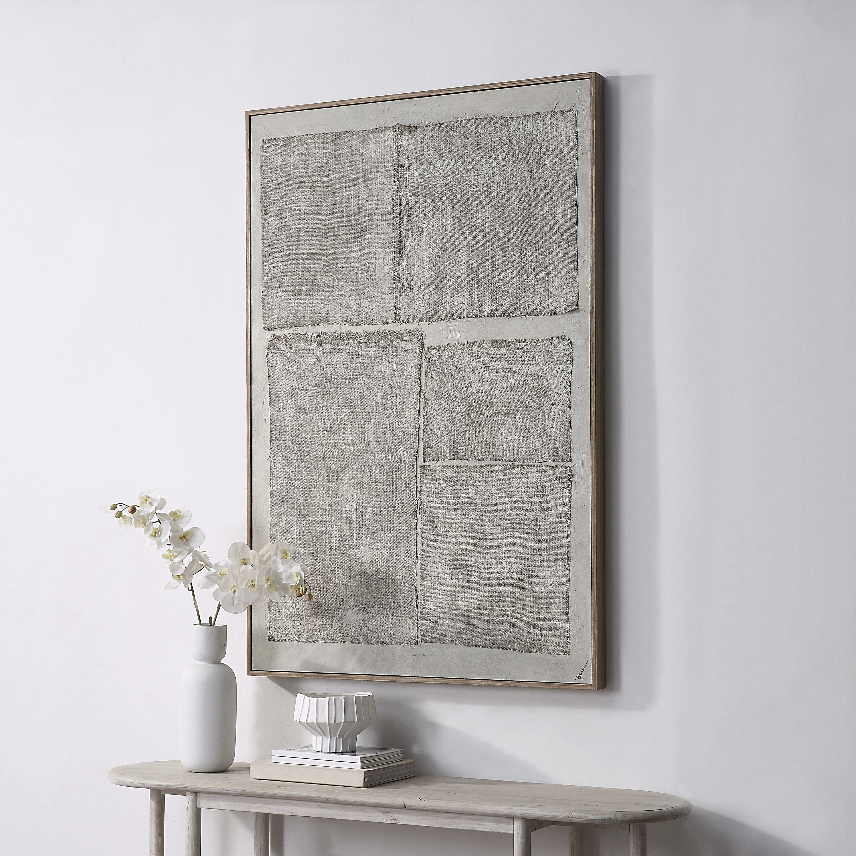 Picardy White/Beige/Grey Canvas Art
